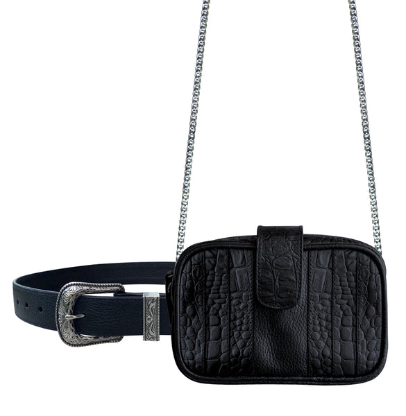 Cangurera de piel, que puedes utilizar como crossbody y cinturón.