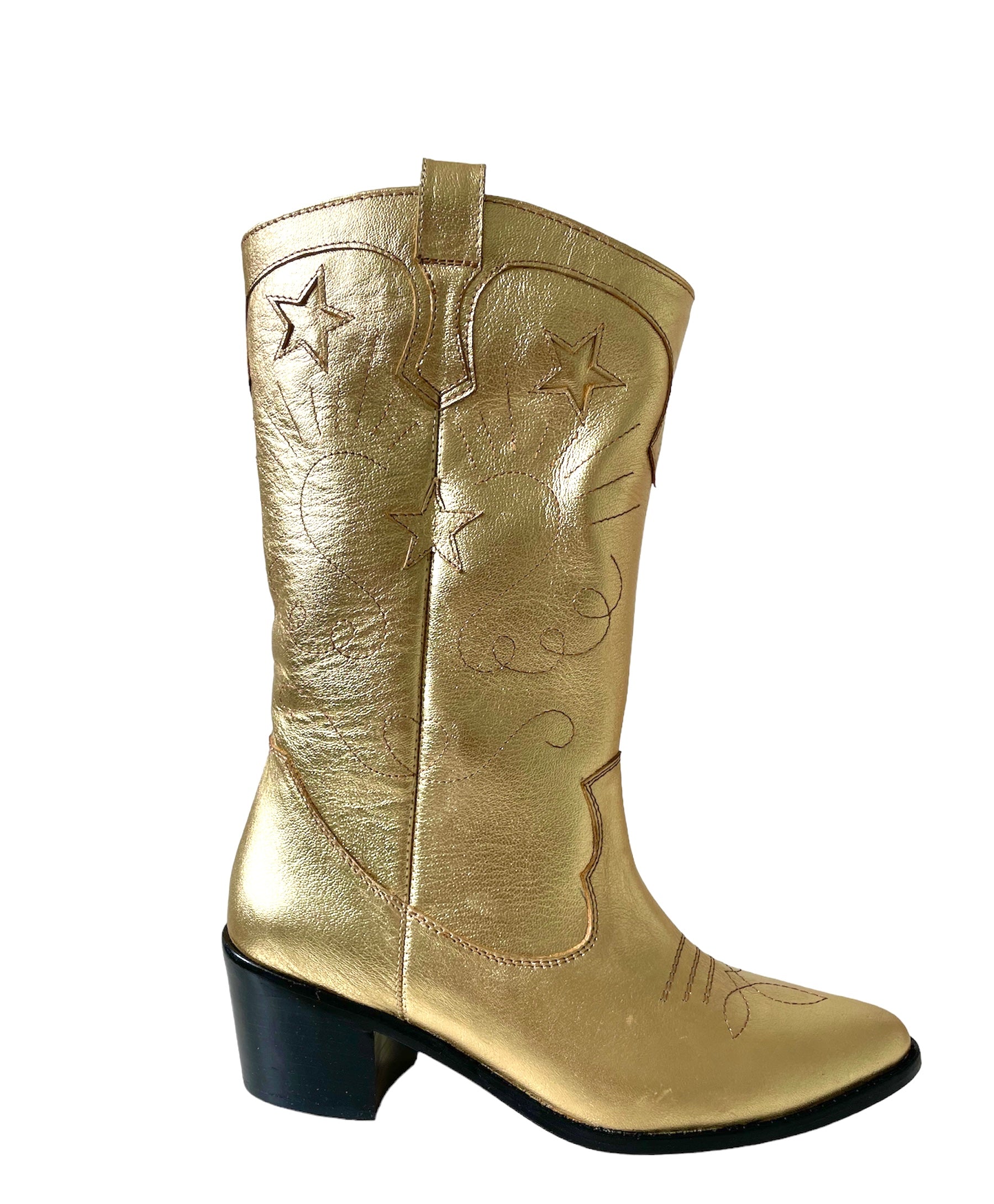 Gold cowboy boots hotsell